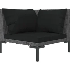 vidaXL - Tuinbank - Grijs - Poly rattan - Met kussens