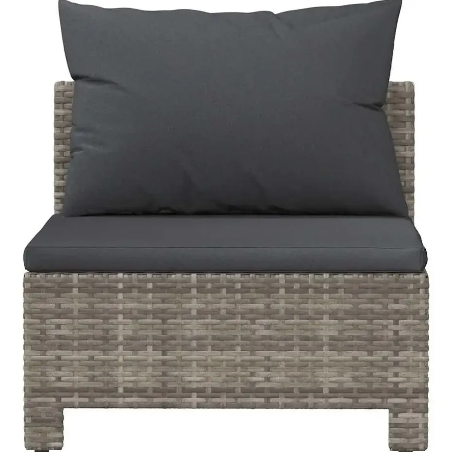 vidaXL - Tuinbank - Grijs - Poly rattan - Met kussens