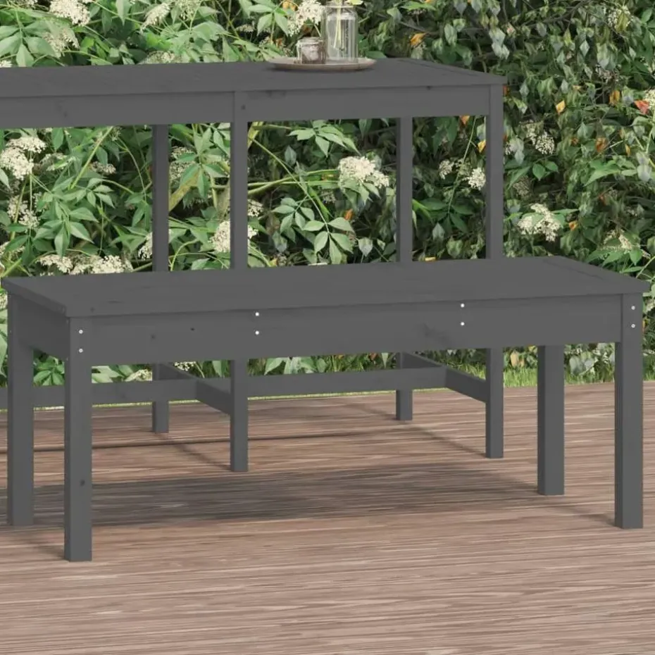 vidaXL - Tuinbank - Grijs - Massief grenenhout - 109x44x45 cm
