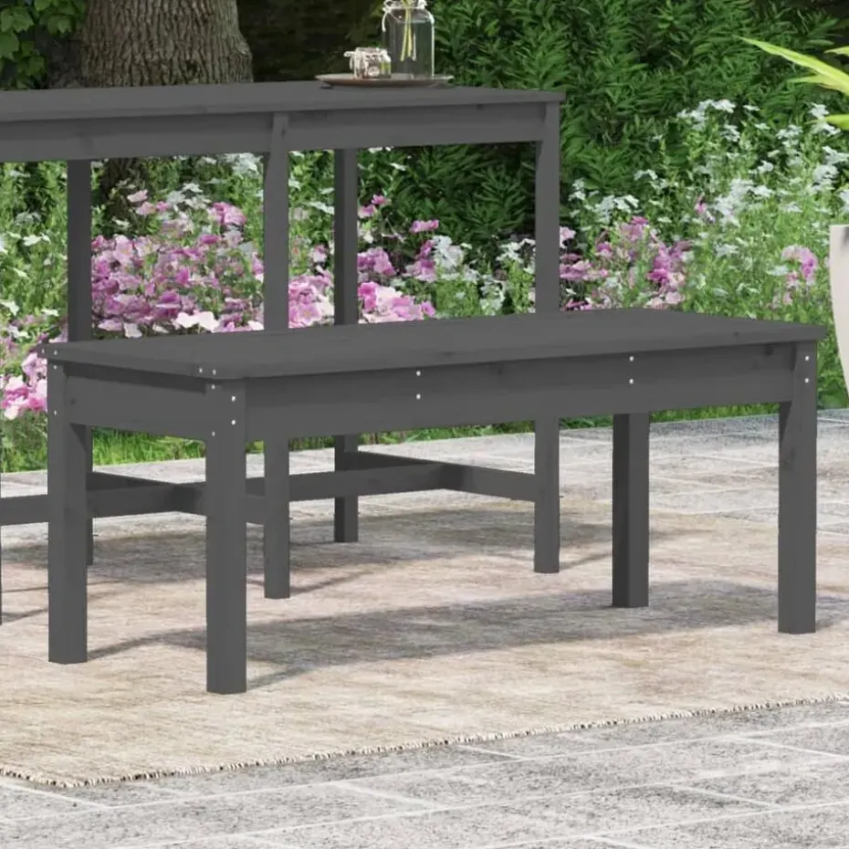 vidaXL - Tuinbank - Grijs - Massief grenenhout - 109x44x45 cm