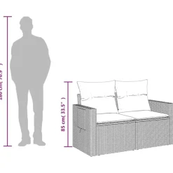 vidaXL - Tuinbank 2 -zits - Beige - Poly rattan - Met kussens