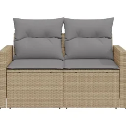 vidaXL - Tuinbank 2 -zits - Beige - Poly rattan - Met kussens