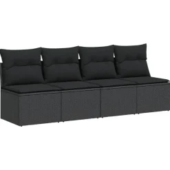 vidaXL - Tuinbank - Zwart - Poly rattan