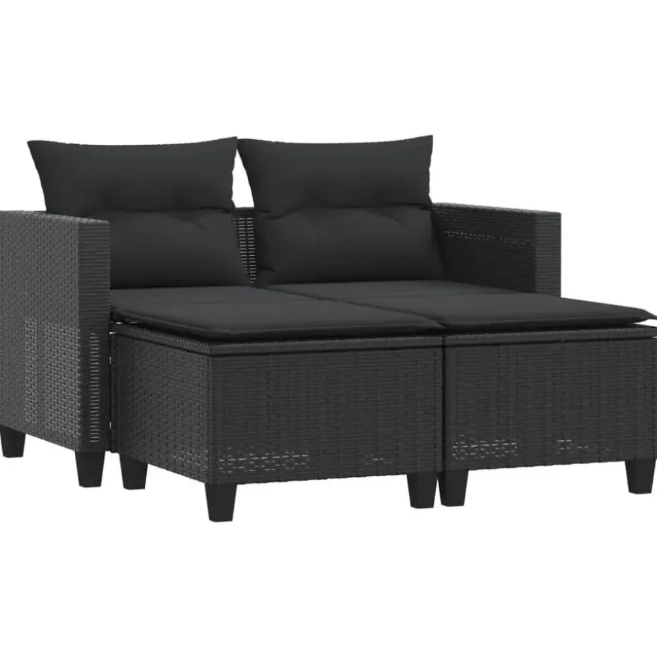 vidaXL - Tuinbank - Zwart - Poly rattan