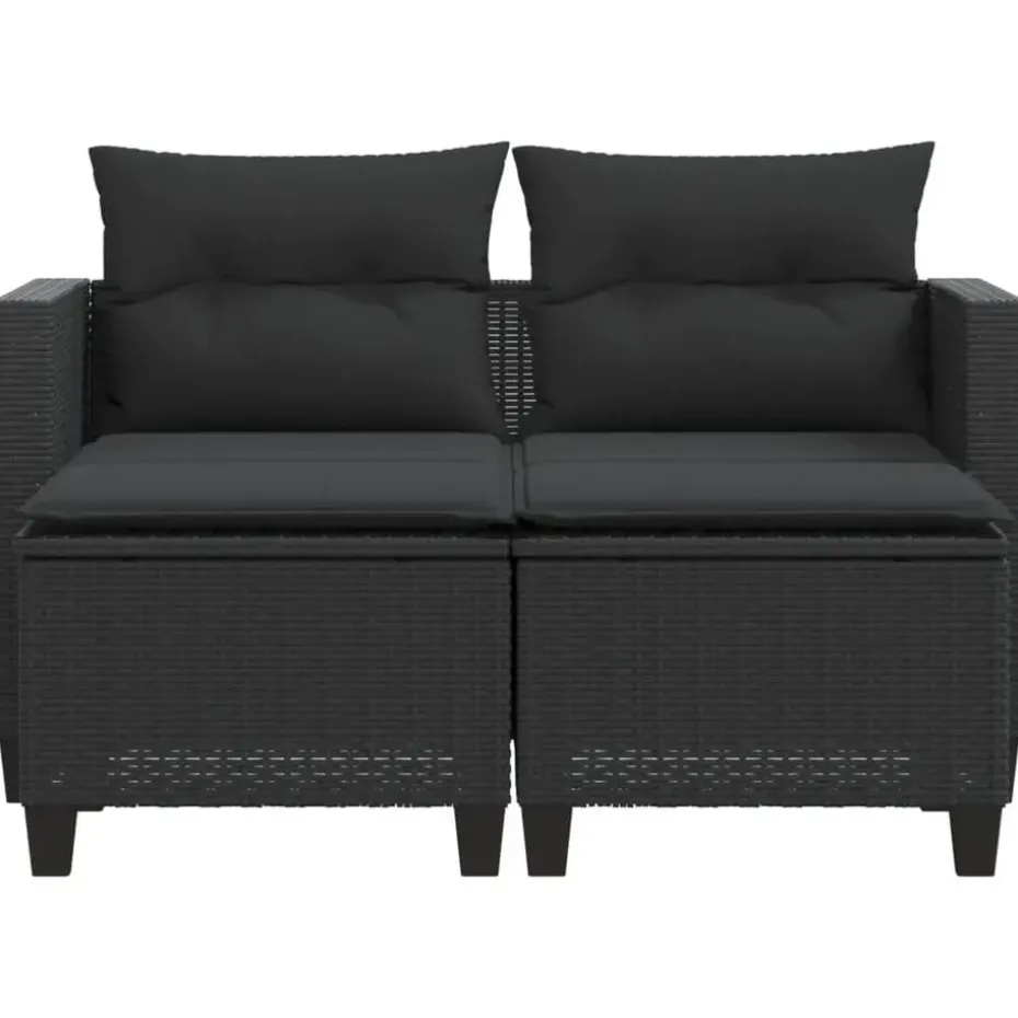 vidaXL - Tuinbank - Zwart - Poly rattan