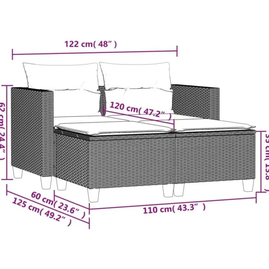 vidaXL - Tuinbank - Zwart - Poly rattan