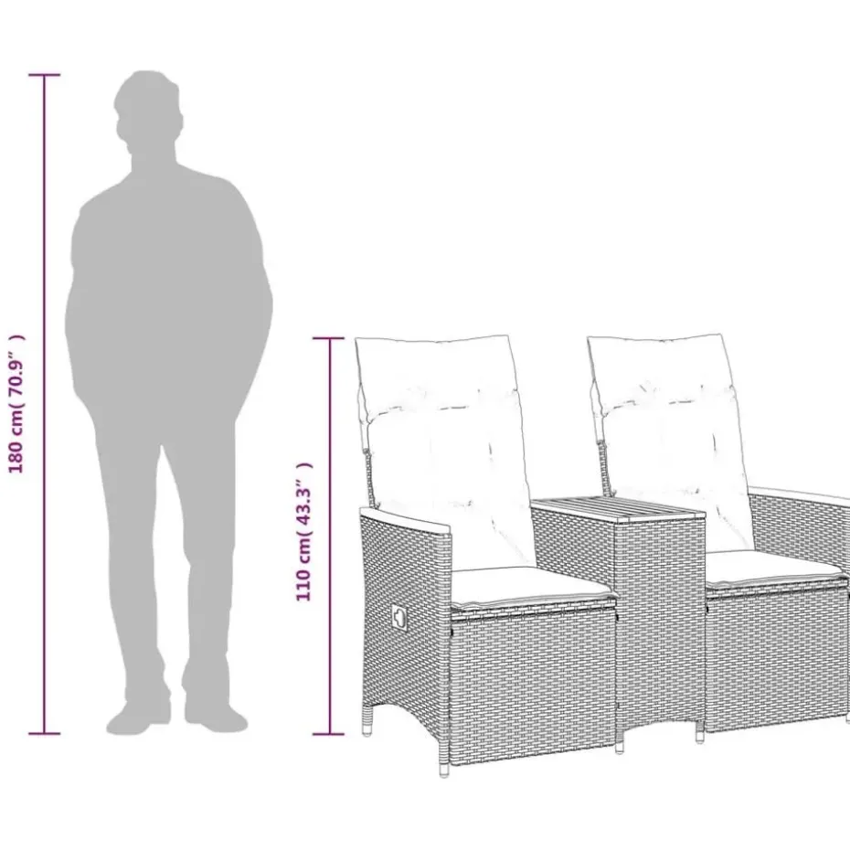 vidaXL - Tuinbank - Zwart - Poly rattan