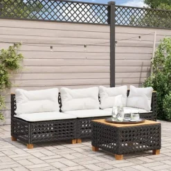 vidaXL - Tuinbank - Zwart - Poly rattan