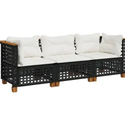 vidaXL - Tuinbank - Zwart - Poly rattan - 3 stuks