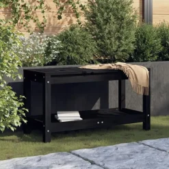 vidaXL - Tuinbank - Zwart - Grenenhout - 82.5 x 35 x 45 cm