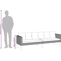vidaXL - Tuinbank - Zwart - Poly rattan