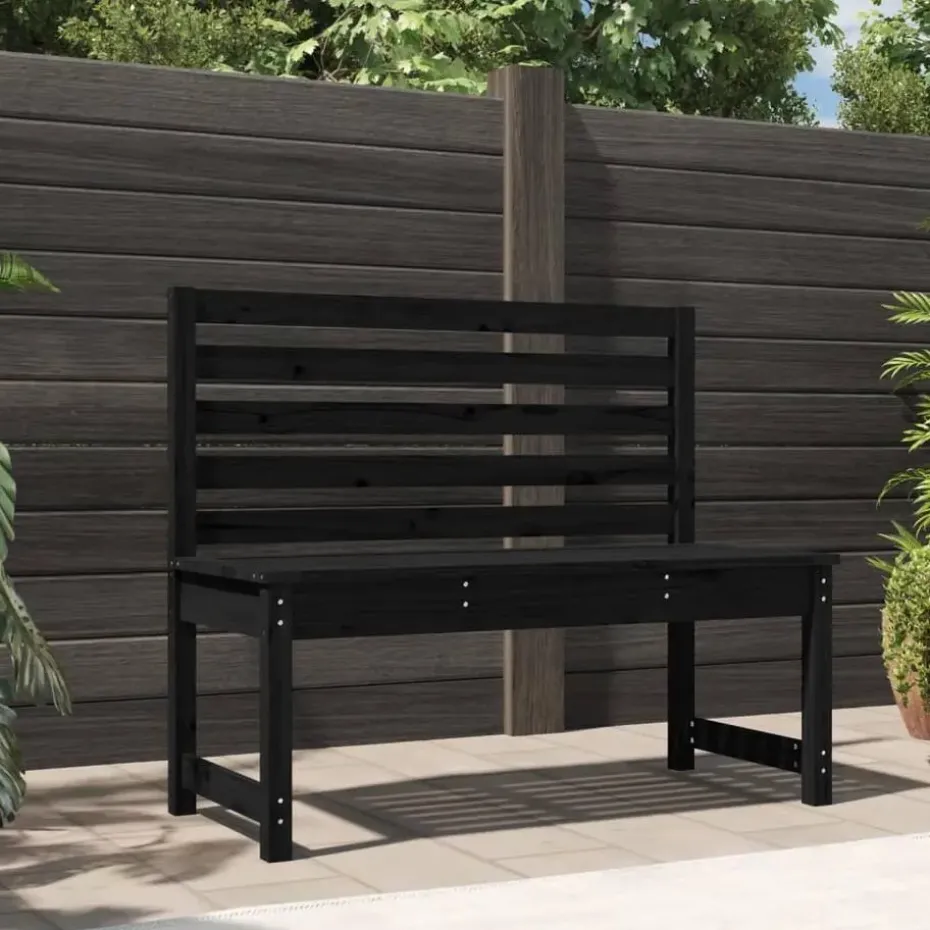 vidaXL - Tuinbank - Zwart - Grenenhout - 109 cm