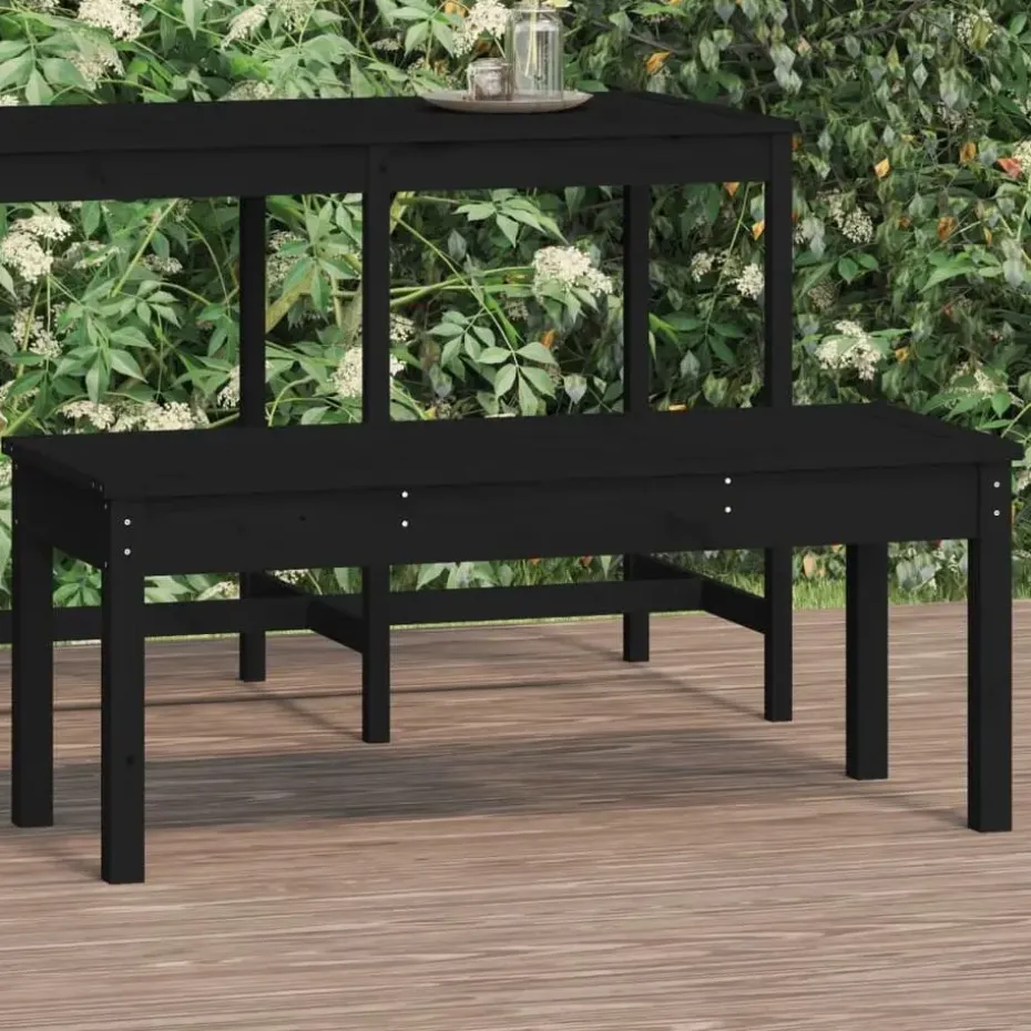 vidaXL - Tuinbank - Zwart - Grenenhout - 109 x 44 x 45 cm