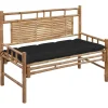 vidaXL - Tuinbank - Zwart - Bamboe - 120 cm - Met kussen