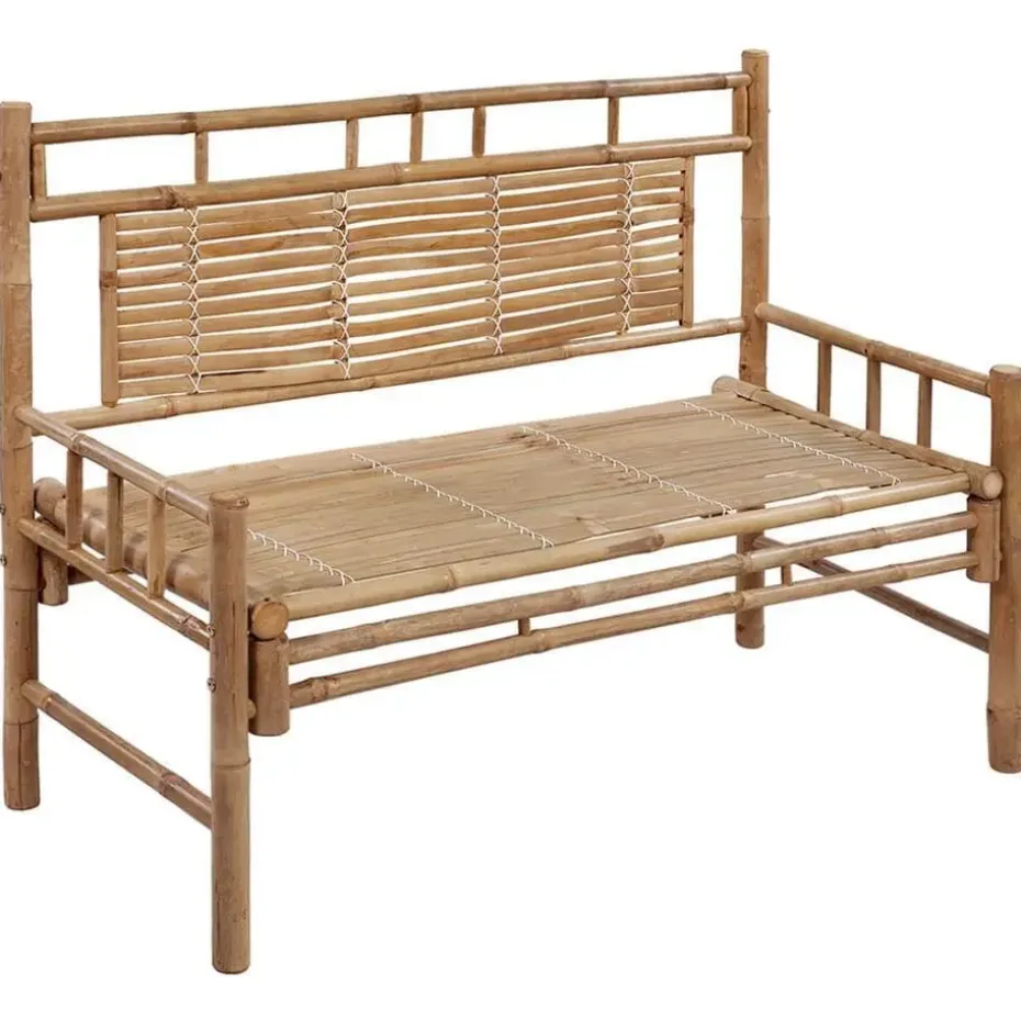 vidaXL - Tuinbank - Zwart - Bamboe - 120 cm - Met kussen