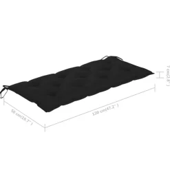 vidaXL - Tuinbank - Zwart - Bamboe - 120 cm - Met kussen