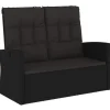 vidaXL - Tuinbank - Zwart - Poly rattan - 118 cm - Verstelbaar - Met kussens