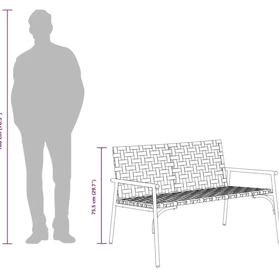 vidaXL - Tuinbank - Zwart - Poly Rattan - 113x79x75 cm