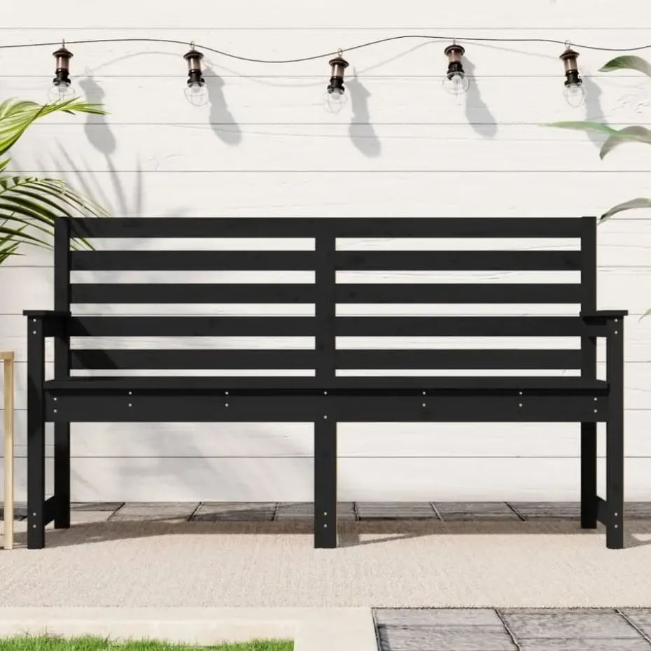vidaXL - Tuinbank - Zwart - Grenenhout - 159.5 x 48 x 91.5 cm