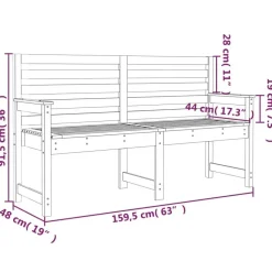 vidaXL - Tuinbank - Zwart - Grenenhout - 159.5 x 48 x 91.5 cm