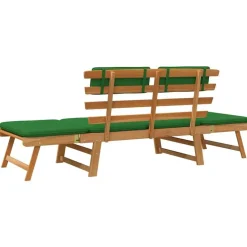 vidaXL - Tuinbank 2-in-1 - Groen - Acaciahout - 190 cm - Met kussens