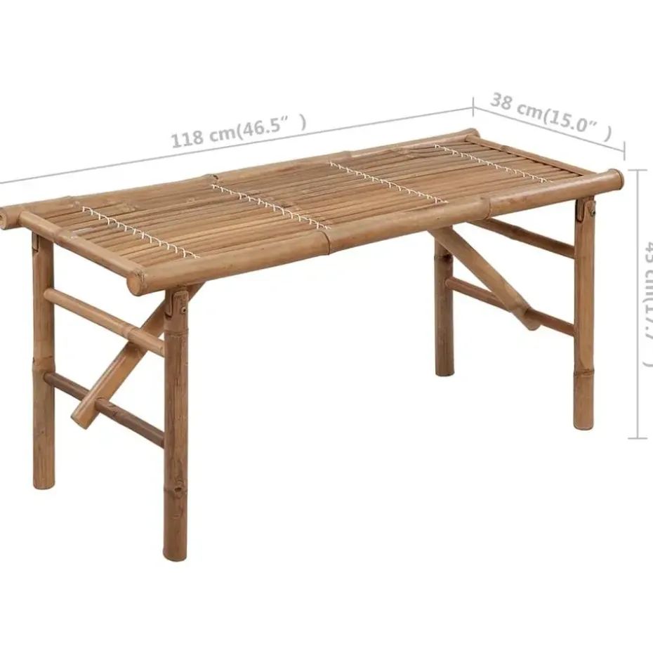 vidaXL - Tuinbank inklapbaar met grijs kussen - bamboe - 118x38x45 cm