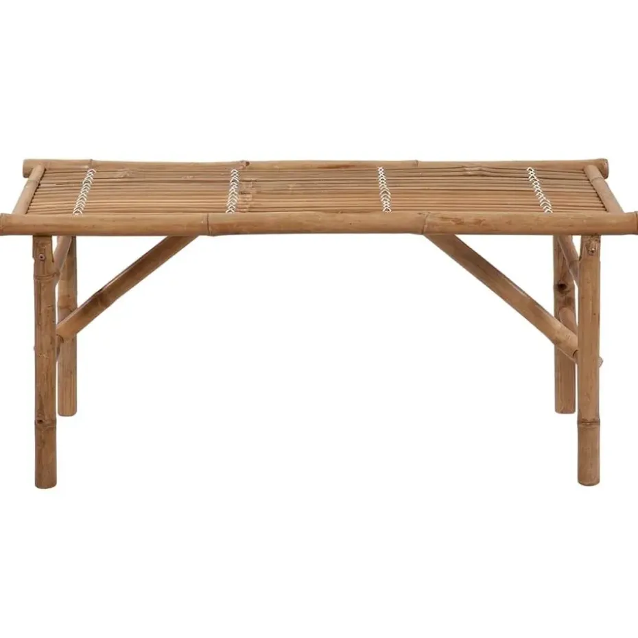 vidaXL - Tuinbank inklapbaar met grijs kussen - bamboe - 118x38x45 cm