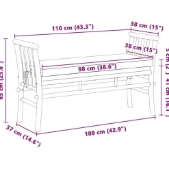 vidaXL - Tuinbank met donkergrijs kussen - Bamboe - 110x37x65 cm