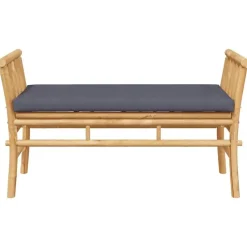 vidaXL - Tuinbank met donkergrijs kussen - Bamboe - 110x37x65 cm