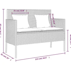 vidaXL - Tuinbank met grijs kussens - Beige poly rattan - 113x61x87 cm