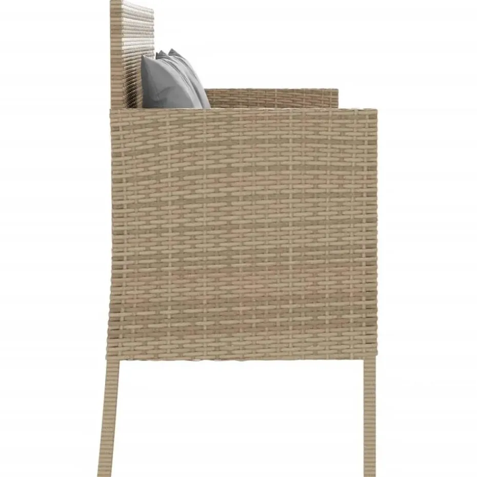 vidaXL - Tuinbank met grijs kussens - Beige poly rattan - 113x61x87 cm