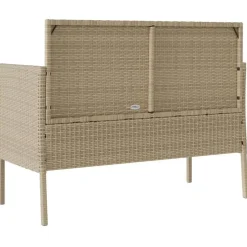 vidaXL - Tuinbank met grijs kussens - Beige poly rattan - 113x61x87 cm
