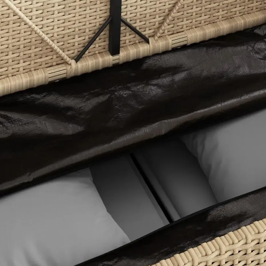 vidaXL - Tuinbank met grijs kussens - Beige poly rattan - 113x61x87 cm