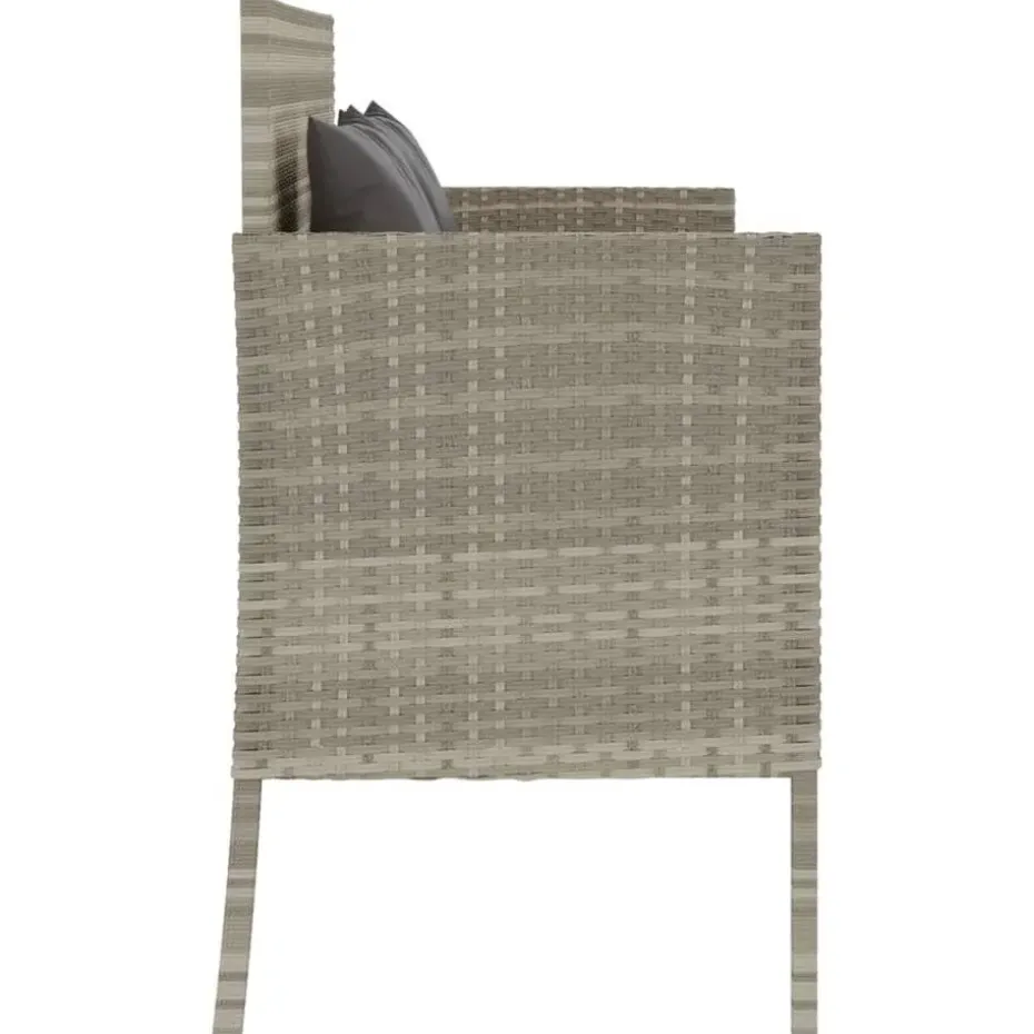 vidaXL - Tuinbank met kussens - Lichgrijs - Poly rattan - 113x61x87 cm