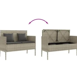 vidaXL - Tuinbank met kussens - Lichgrijs - Poly rattan - 113x61x87 cm