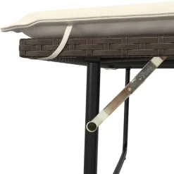 vidaXL - Tuinbank met kussens en voetenbank - Bruin - Poly rattan - 122x55x97 cm