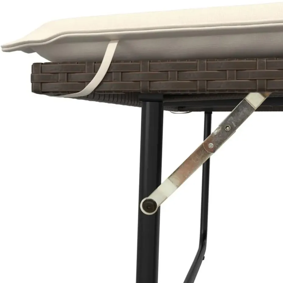 vidaXL - Tuinbank met kussens en voetenbank - Bruin - Poly rattan - 122x55x97 cm