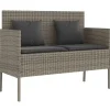 vidaXL - Tuinbank met kussens - Grijs - Poly rattan - 113x61x87 cm