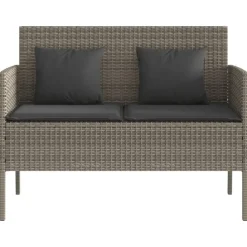 vidaXL - Tuinbank met kussens - Grijs - Poly rattan - 113x61x87 cm