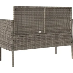 vidaXL - Tuinbank met kussens - Grijs - Poly rattan - 113x61x87 cm
