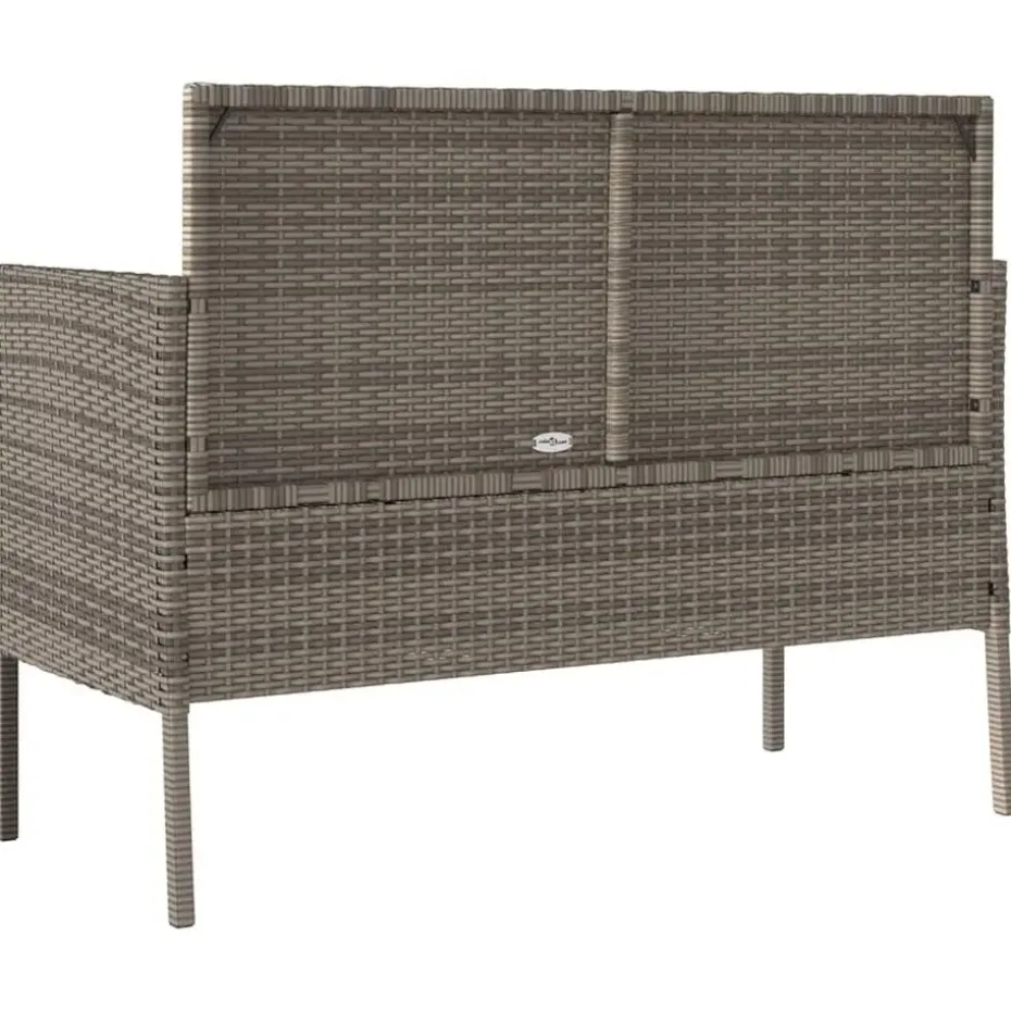 vidaXL - Tuinbank met kussens - Grijs - Poly rattan - 113x61x87 cm
