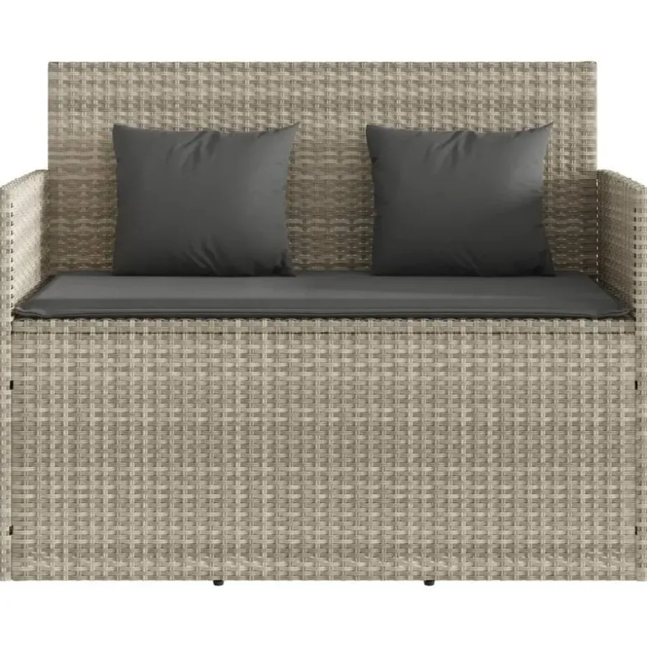 vidaXL - Tuinbank met kussens - Lichgrijs - Poly rattan - 120x50x90.5 cm