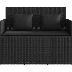 vidaXL - Tuinbank met kussens - Zwart - Poly rattan - 120x50x90.5 cm