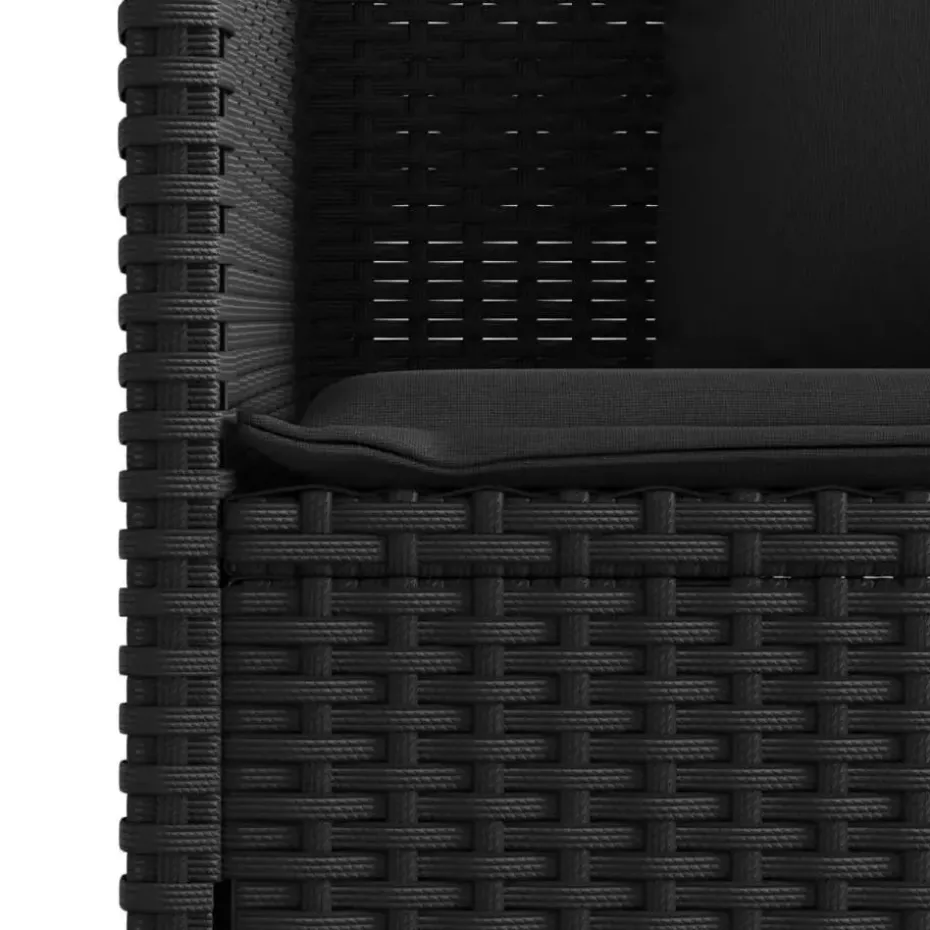 vidaXL - Tuinbank met kussens - Zwart - Poly rattan - 120x50x90.5 cm