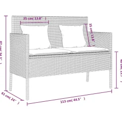 vidaXL - Tuinbank met kussens - Zwart - Poly rattan - 113x61x87 cm