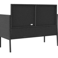 vidaXL - Tuinbank met kussens - Zwart - Poly rattan - 113x61x87 cm