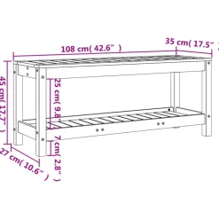 vidaXL - Tuinbank met opbergruimte - Naturel - Massief grenenhout - 108x35x45 cm