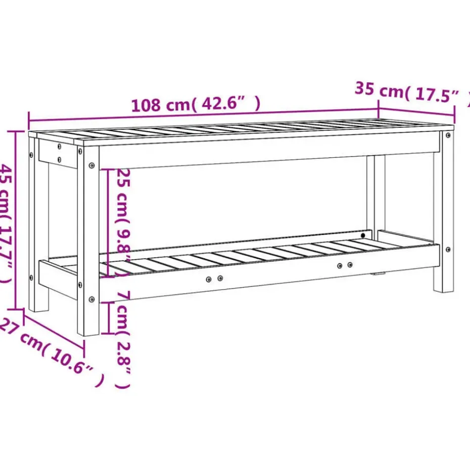 vidaXL - Tuinbank met opbergruimte - Naturel - Massief grenenhout - 108x35x45 cm