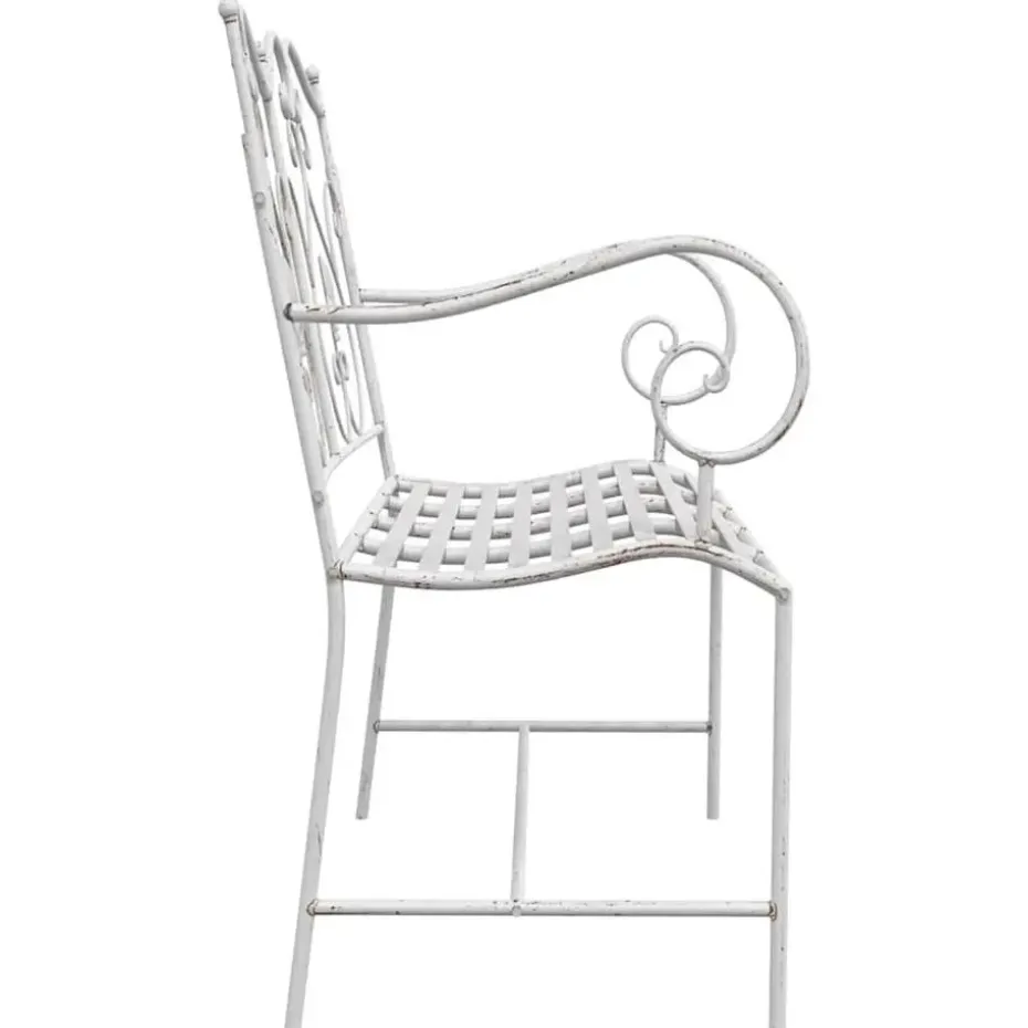 vidaXL - Tuinbank met sprankelend ontwerp - Wit - Staal - 104x54x93 cm