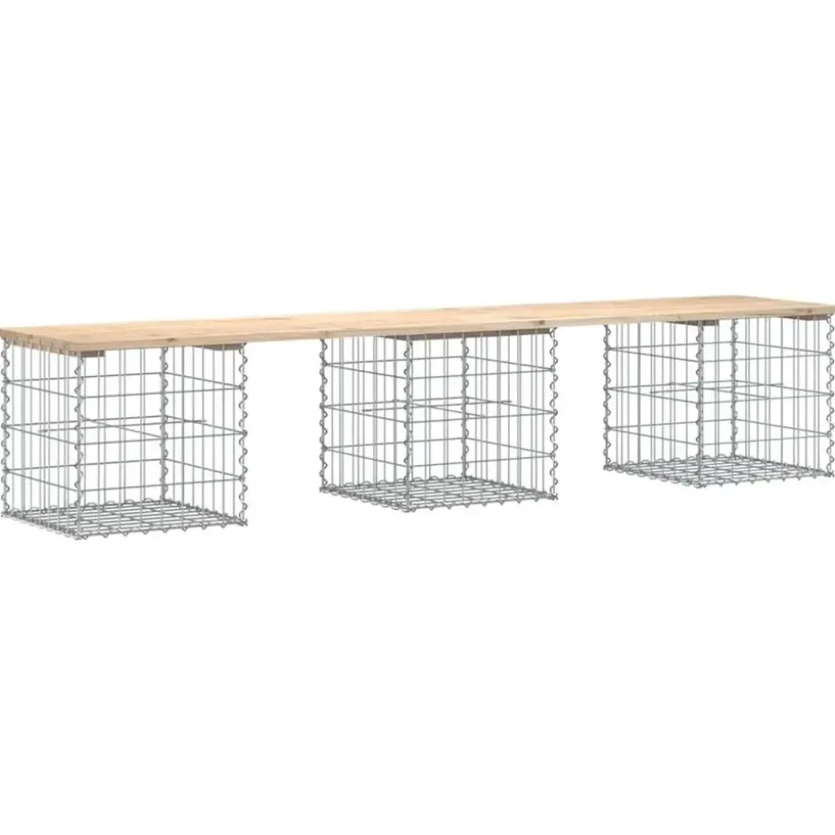 vidaXL - Tuinbank schanskorfontwerp - Massief grenenhout - 203x44x42 cm